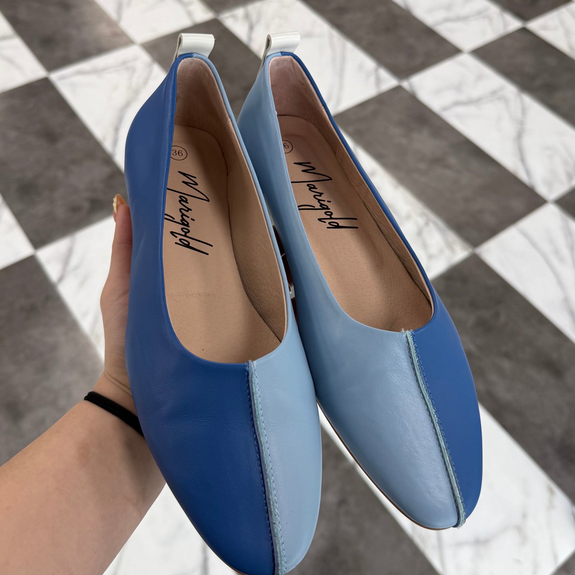 Blue Combo Leather Ballet Flat – Kikis Boots